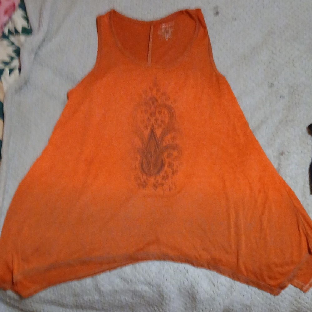 Orange Sleeveless Top with Paisley Design